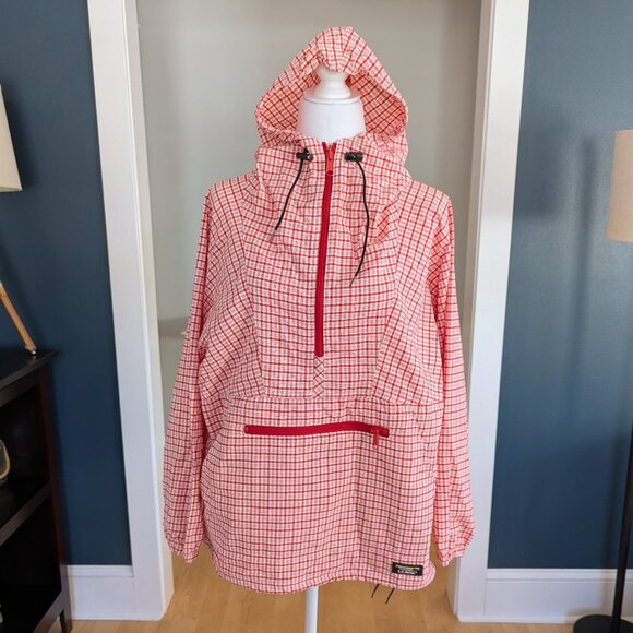 L.L. Bean Jackets & Blazers - Vintage L.L. Bean Red Check 90's Windbreaker Anorak Size M Packable